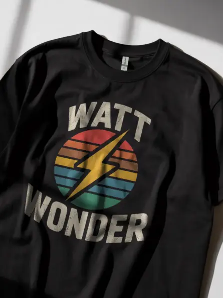 WATT WONDER Vintage Electrician T-Shirt - Image 2