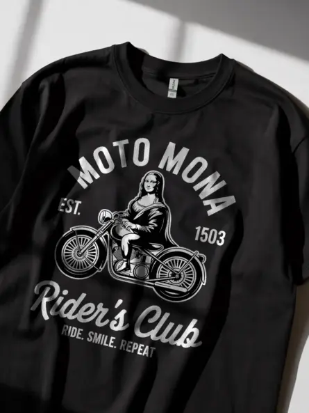 Vintage Motorcycle T-Shirt – Artistic Mona Moto Club Tee - Image 2