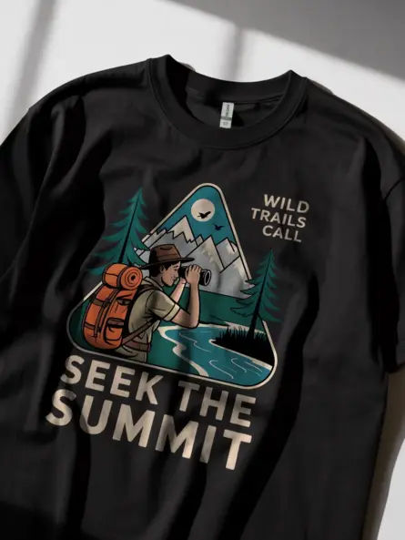Vintage Mountain Adventure T-Shirt – Seek the Summit Hiking Tee - Image 2