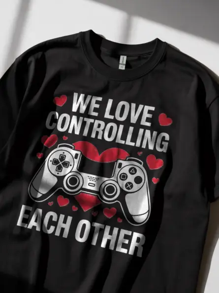 Gamer Couple PlayStation T-Shirt – We Love Controlling Each Other - Image 5