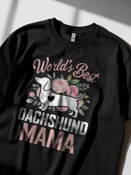 Dachshund Mama Shirt – World’s Best Floral Dog Mom Tee - Image 2