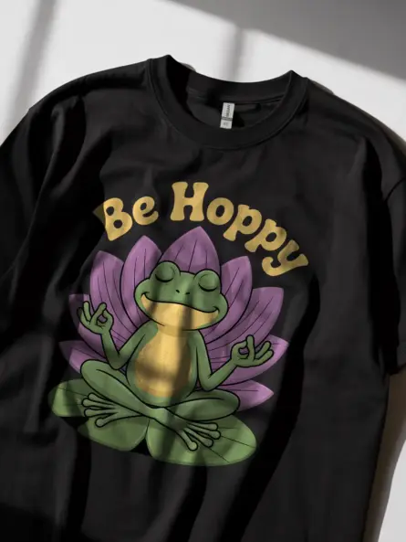Be Hoppy Yoga Frog T Shirt – Whimsical Zen Gift for Mindful Souls - Image 2