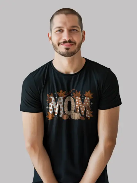 Autumn Mom Shirt – Cozy Fall T-Shirt with Pumpkin and Leopard Print - Image 3