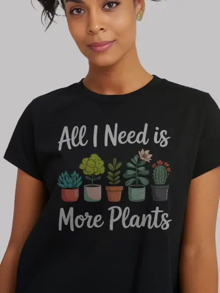 Minimalist Plant Lover T-Shirt – “All I Need Is More Plants” - Image 3