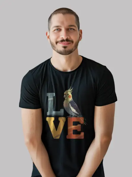 Cartoon Cockatiel Love T-Shirt for Bird Lovers - Image 3