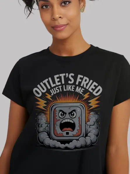 Funny Burnout Electrician T-Shirt with Cartoon Outlet - Image 9