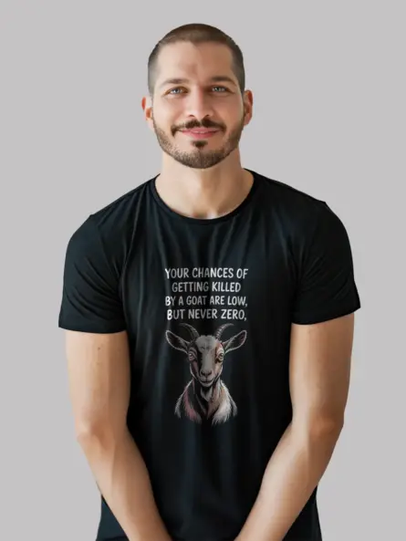 Black shirt – funny goat meme t-shirt with goat illustration