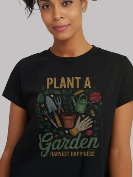 Charming Plant a Garden Harvest Happiness T-Shirt - Image 3