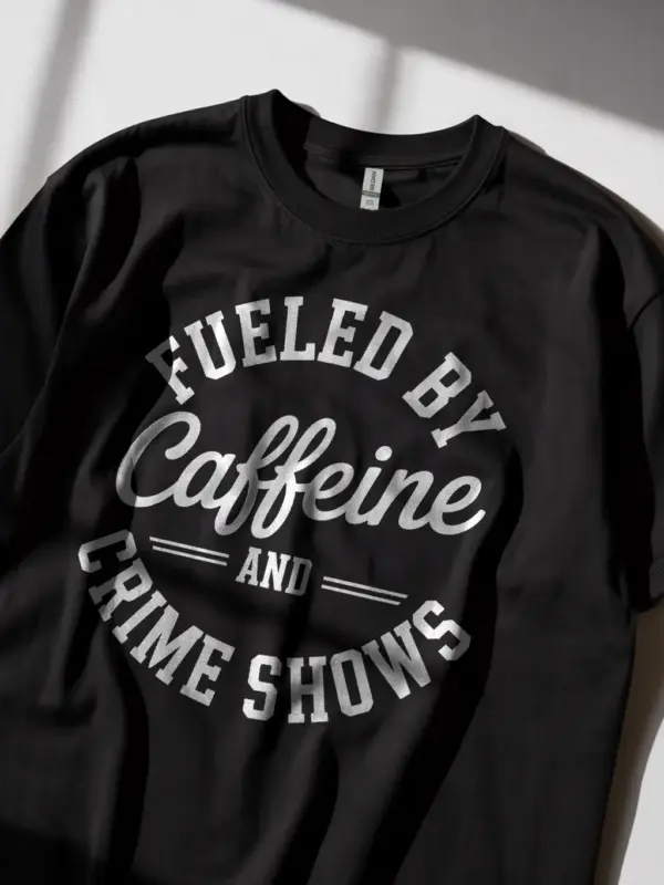 black Lifestyle image of black funny crime show shirt for coffee lovers