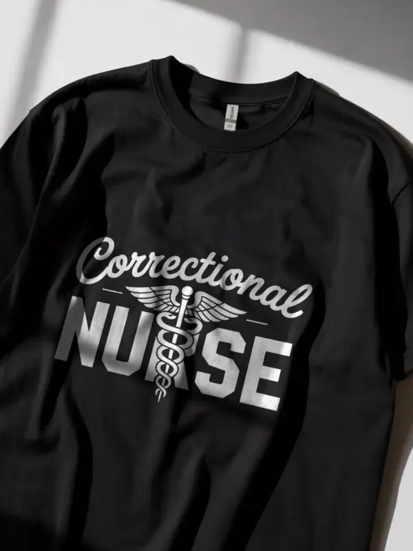 Black Lifestyle Shot Correctional Nurse T-Shirt for Women