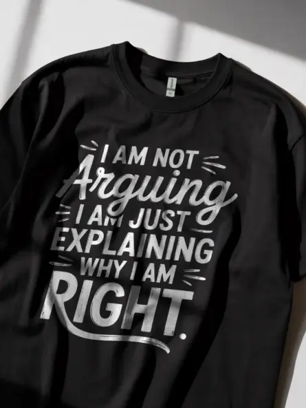 Black i am not arguing shirt lifestyle image for witty coworker gift