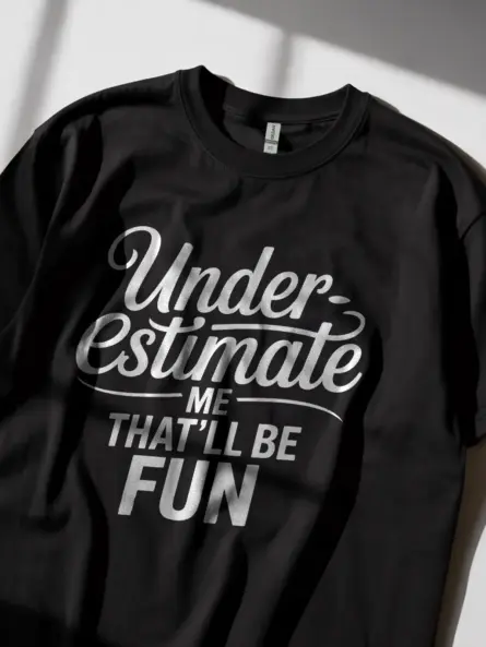 Lifestyle shot black underestimate me that'll be fun shirt for confident teens