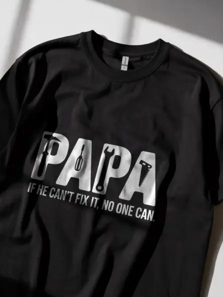 Black tee – papa if he can't fix it t-shirt