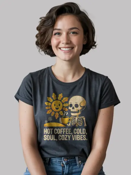 Vintage Baking Mom T-Shirt – Hot Coffee Cold Soul Cozy Vibes Tee - Image 9