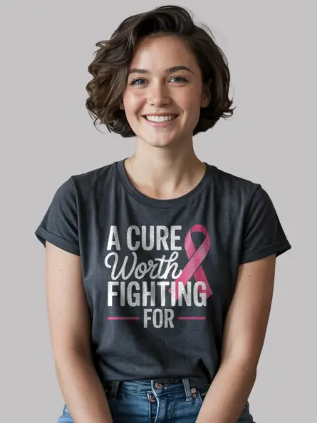 A Cure Worth Fighting For Shirt – Bold Pink Ribbon Awareness Tee - Image 4