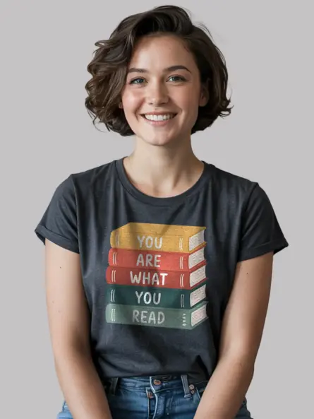 Book Stack T-Shirt – Pastel “You Are What You Read” Graphic Tee - Image 6