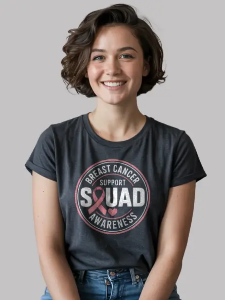 bold pink ribbon breast cancer support shirt