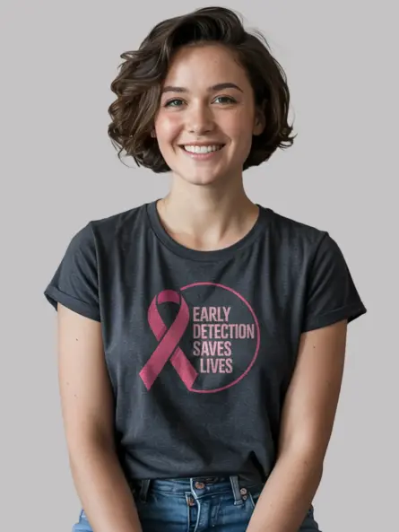Early Detection Saves Lives Shirt – Powerful Pink Ribbon Awareness Tee - Image 5