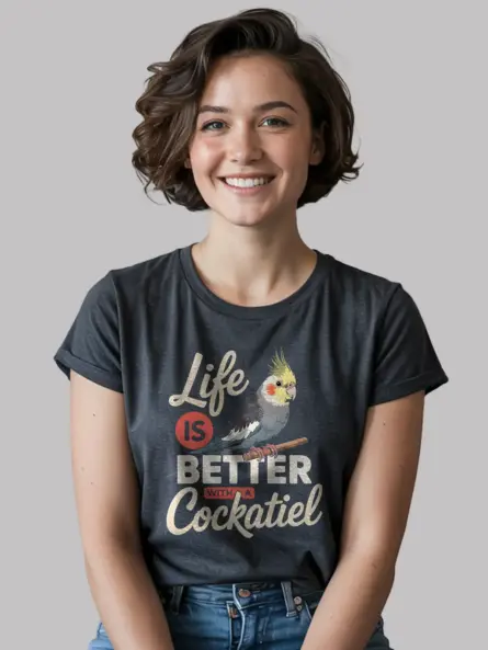 Life Is Better With a Cockatiel T-Shirt – Cute Graphic Tee for Bird Lovers - Image 3