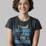 dark heather t1d grandma shirt front proud diabetes support tee
