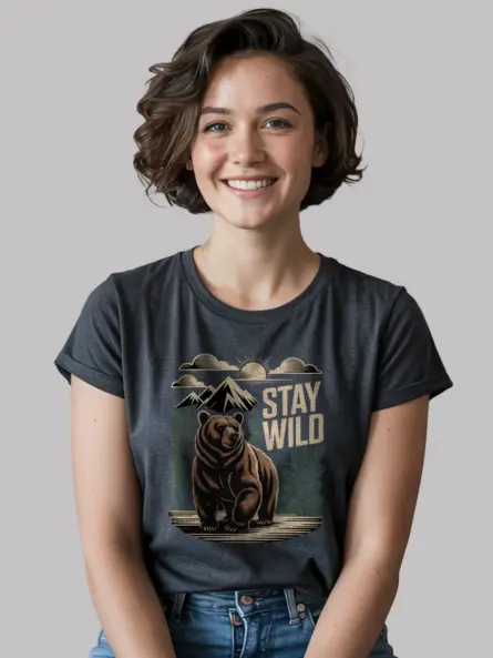 Vintage Bear Stay Wild T-Shirt - Image 6
