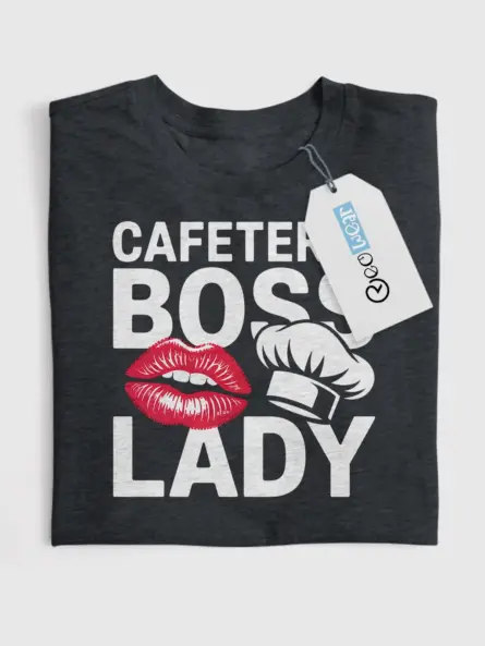 Cafeteria Boss Lady T-Shirt – Bold Lips & Chef Hat Design - Image 4