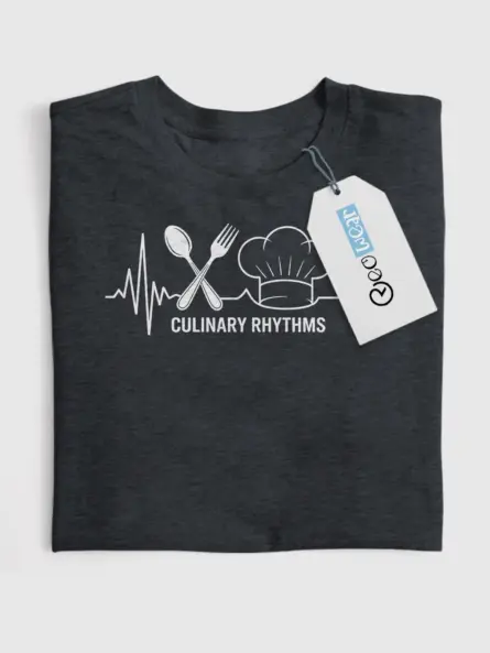 Dark Heather Shirt with Chef Hat and EKG – chef heartbeat t-shirt for kitchen staff