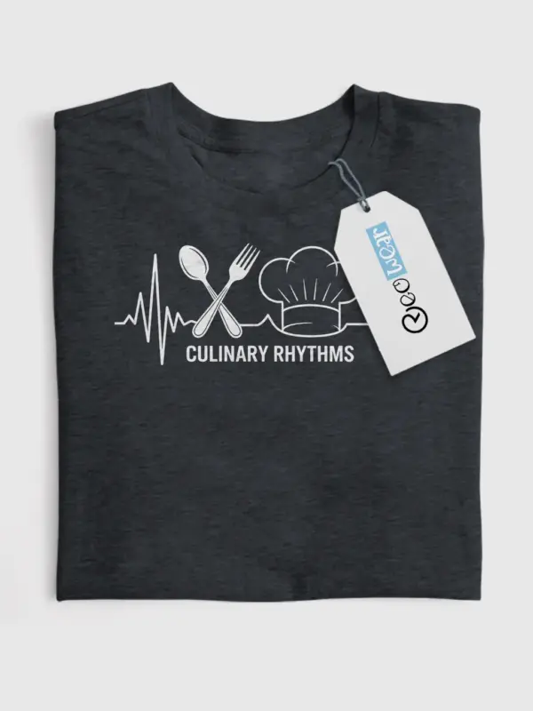 Dark Heather Shirt with Chef Hat and EKG – chef heartbeat t-shirt for kitchen staff