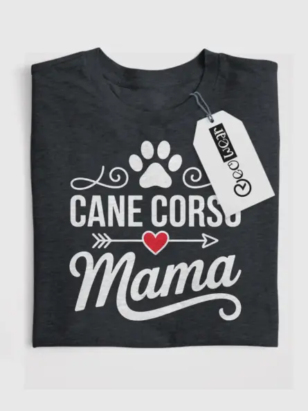 Cane Corso Mama Shirt – Minimalist Dog Mom Tee with Heart Print - Image 4