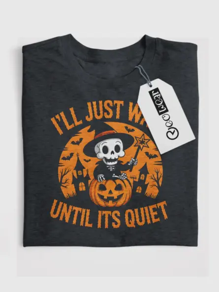 Dark Heather – quiet Halloween quote in orange – introvert halloween t-shirt