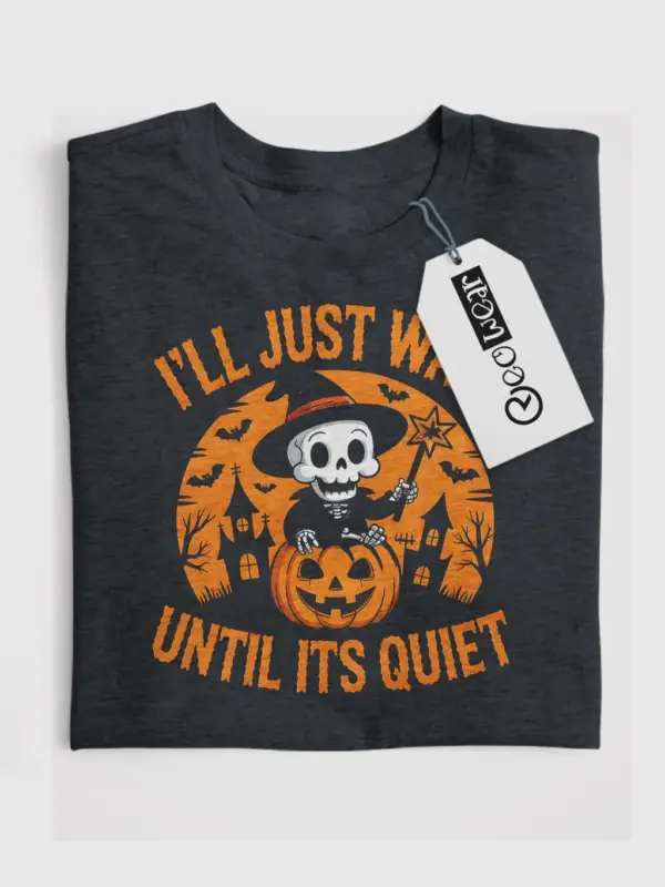 Dark Heather – quiet Halloween quote in orange – introvert halloween t-shirt
