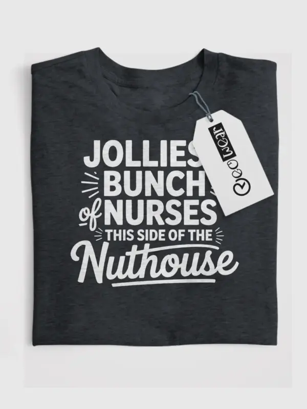 dark heather jolliest bunch of nurses shirt front view for group