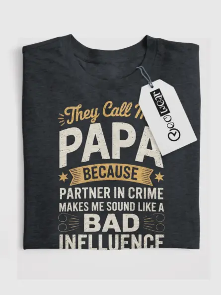 Dark Heather front view – They Call Me Papa – funny papa t-shirt for dads