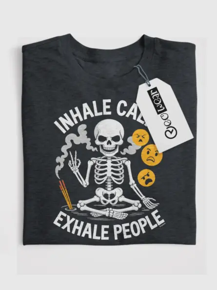 dark heather introvert humor peace sign shirt – skeleton meditation t-shirt