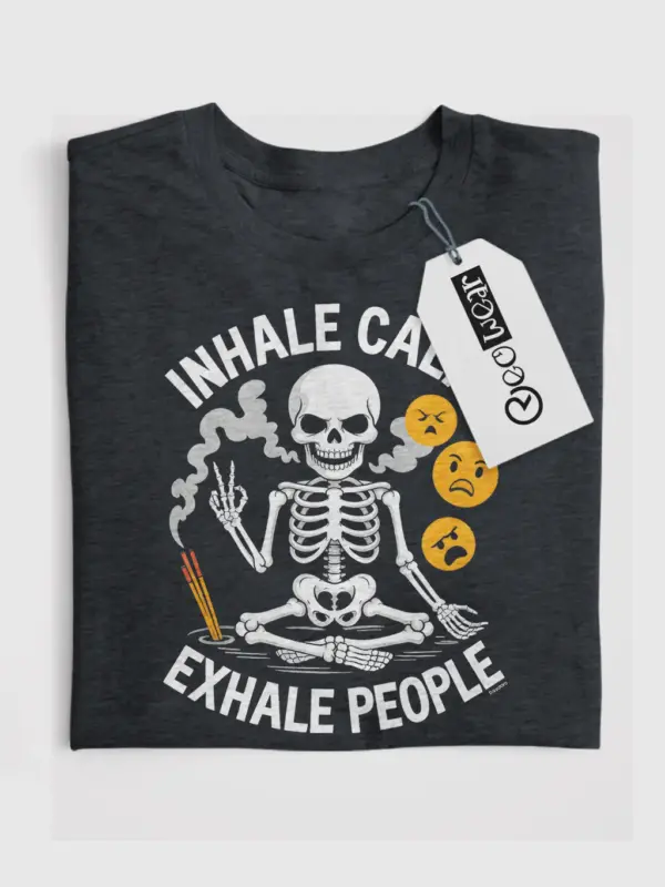 dark heather introvert humor peace sign shirt – skeleton meditation t-shirt