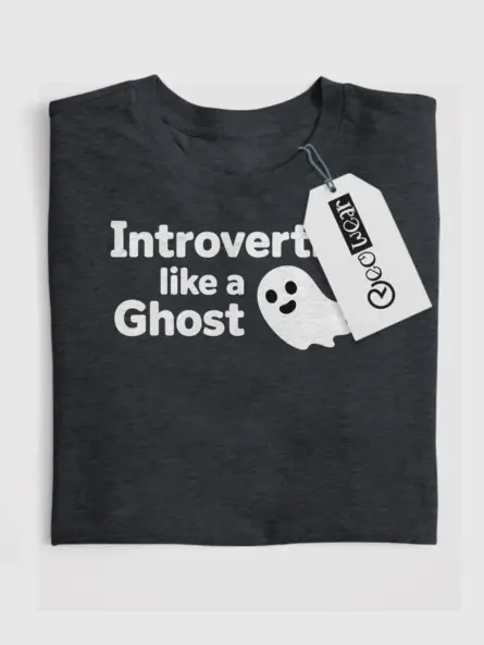 dark heather front view introverting like a ghost t-shirt quirky halloween tee
