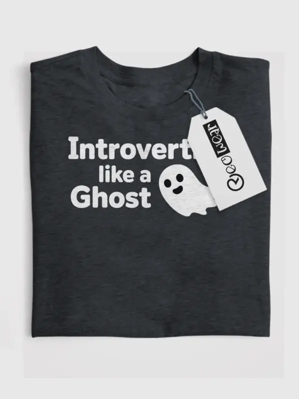 dark heather front view introverting like a ghost t-shirt quirky halloween tee