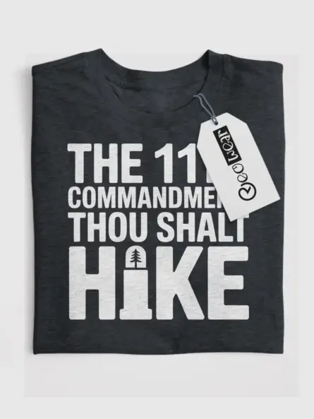 11th Commandment Hiking Shirt – Bold Thou Shalt Hike Graphic Tee - Image 4