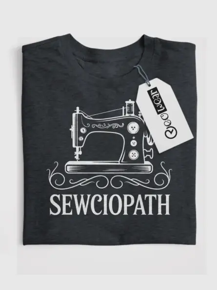 Dark Heather front – SEWCIOPATH vintage design – funny sewing t-shirt
