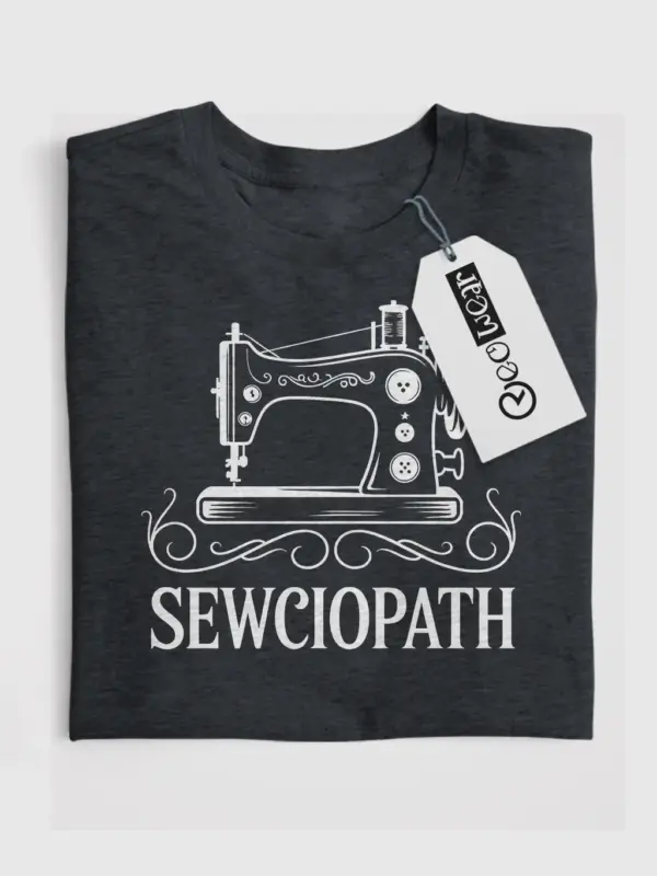 Dark Heather front – SEWCIOPATH vintage design – funny sewing t-shirt