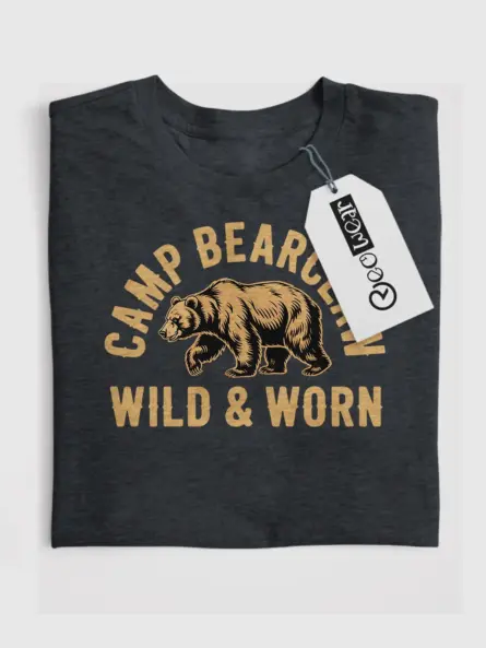 Rustic Bear Camping T Shirt – Vintage Outdoor Adventure Tee - Image 4