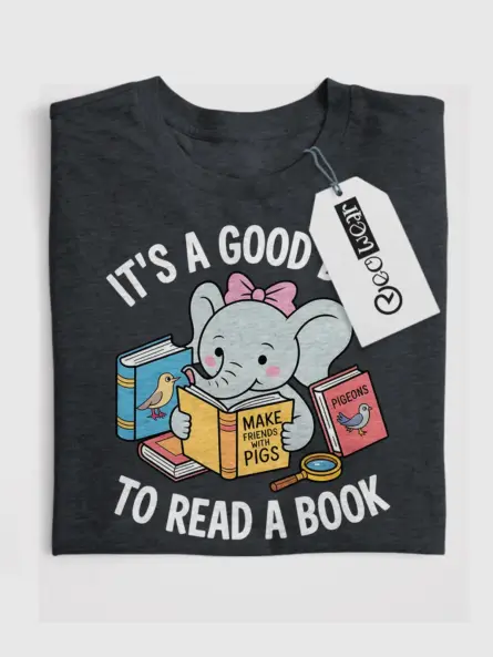 Book Day T-Shirt for Kids – Cute Elephant Reading Shirt Gift - Image 4