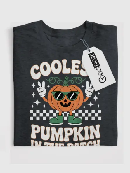 Coolest Pumpkin in the Patch Shirt – Retro Halloween Cartoon Tee - Image 4