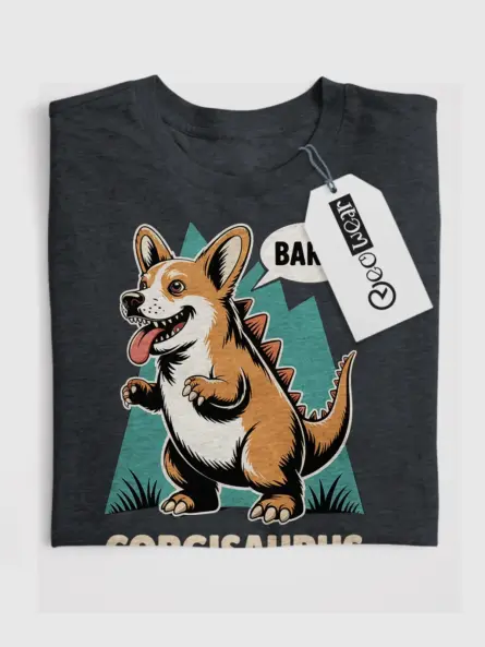Vintage Corgi Dinosaur Shirt – Funny “Bark Corgisaurus” Graphic Tee - Image 4