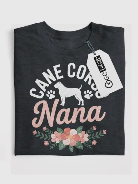 Adorable Dog Nana Shirt – Floral Cane Corso Grandma Tee - Image 4
