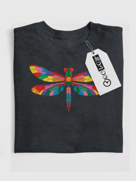 Striking Dragonfly T-Shirt with Rainbow Wings – Nature Lover Gift - Image 7