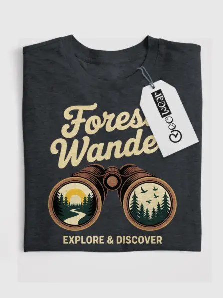 Forest Adventure T-Shirt – Explore & Discover Retro Binoculars Design - Image 4