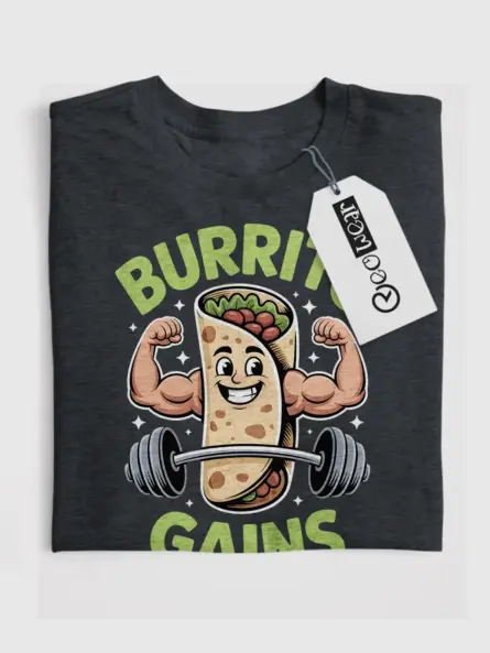 Funny Burrito Gym Shirt for Gains Lovers – Foodie Fitness Tee - Image 4