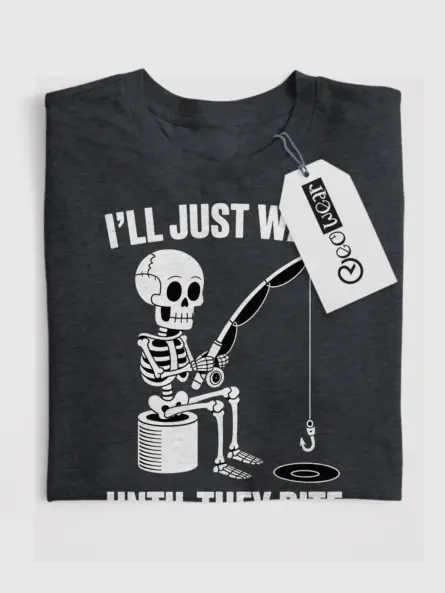 Hilarious Funny Fishing tShirt – Skeleton Meme Patience Tee - Image 4