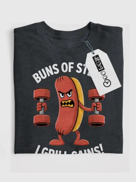 Funny Hot Dog Gym Shirt – Hilarious Buns of Steel BBQ Workout Tee - Image 4